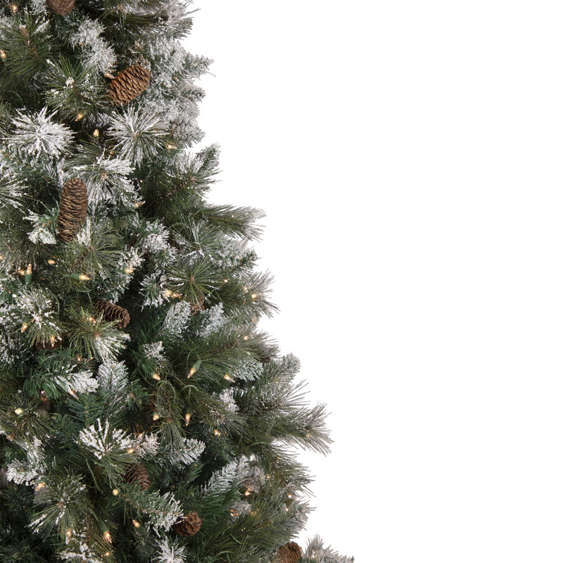 6.5' Pre-lit Snow Valley Pine Artificial Christmas Tree  Clear Lights