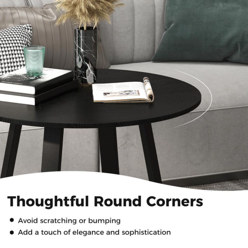 Hivvago 36 Inch Mid-Century Round Dining Table with Pedestal Base for Dining Room