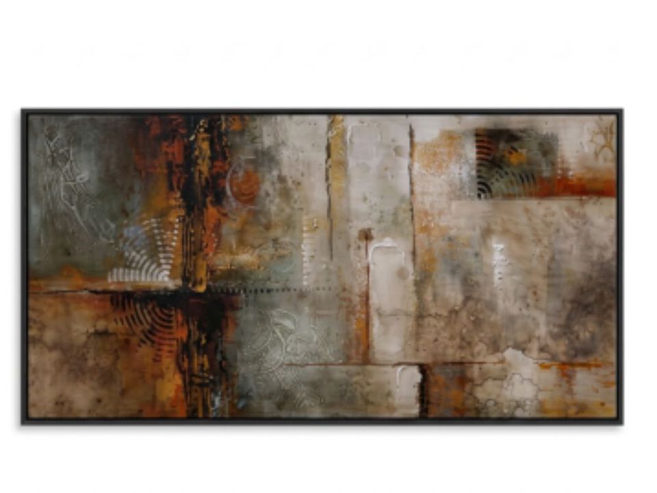 Large Framed Abstract Wall Art Brown Subtle Textured Canvas Ready Hang Decor