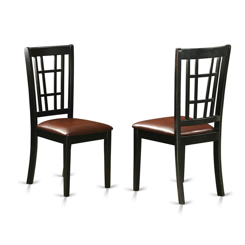 Nicoli Dining Chair with Faux Leather Upholstered Seat , Set of 2