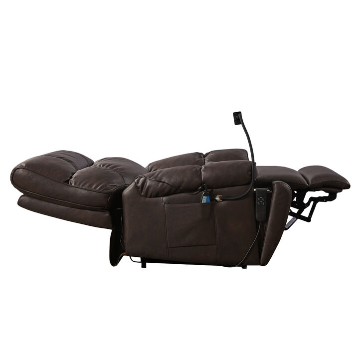 Recliner Chair with Phone Holder, Electric Power Lift Recliner Chair with 2 Motors Massage and Heat for Elderly, 3 Positions, 2 Side Pockets, Cup Holders
