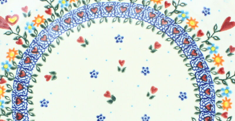 Blue Rose Polish Pottery Aztec Flower Dinner Plate