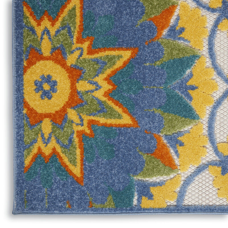 HomeRoots 12' X 15' Yellow Red Orange Blue And Green Floral Indoor Outdoor Area Rug image number 4