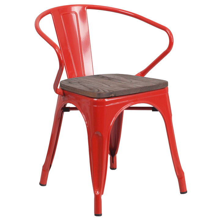 Metal/Wood Colorful Restaurant Chairs