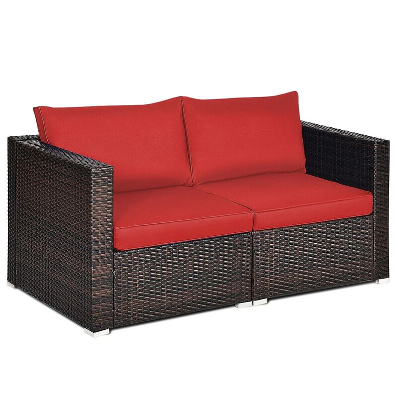 Mondawe 2 Pieces Patio Rattan Sectional Conversation Sofa Set