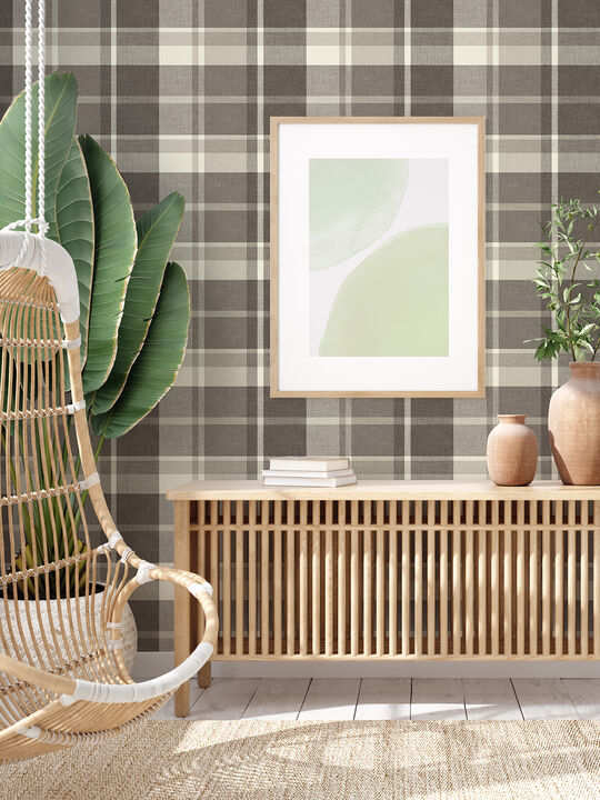 Madaket Charcoal Plaid Wallpaper (Set of 2)