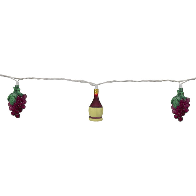 10-Count Grape and Wine Bottle Novelty String Christmas Light Set  7.5ft White Wire