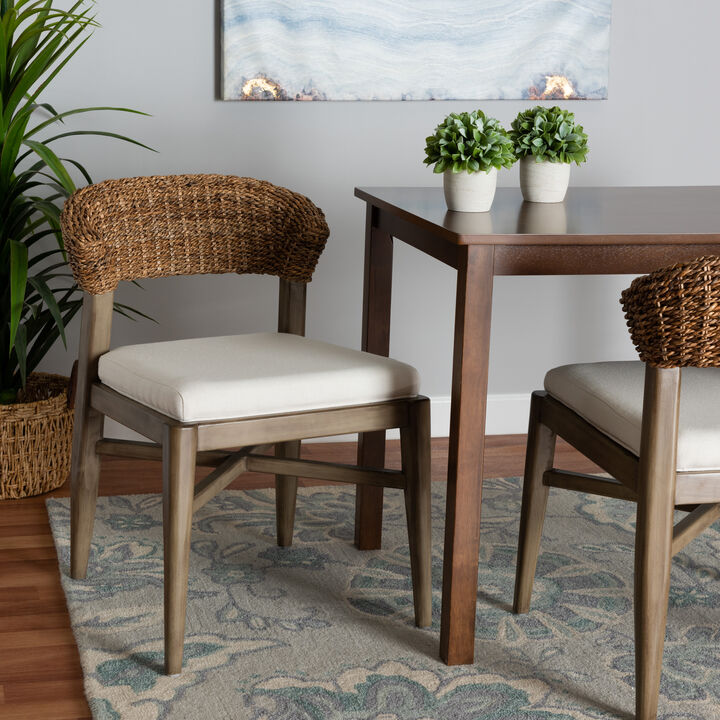 Bali & Pari Chloe Modern Walnut Brown Finished Mahogany Wood and Natural Dining Chair
