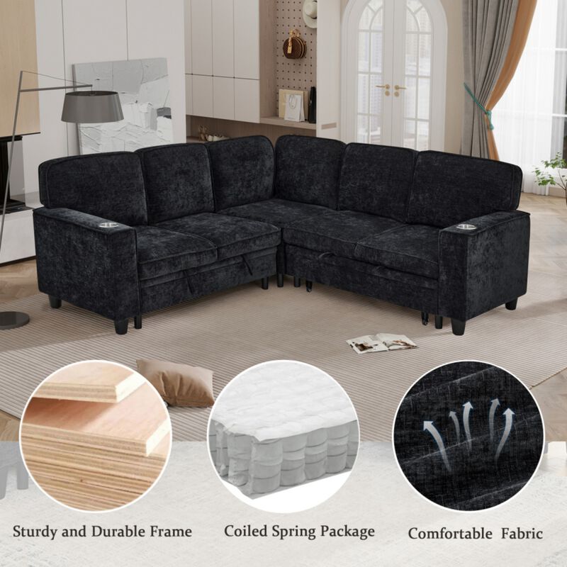 Timlod L-Shaped Pull-Out Sectional Sleeper Sofa image number 4