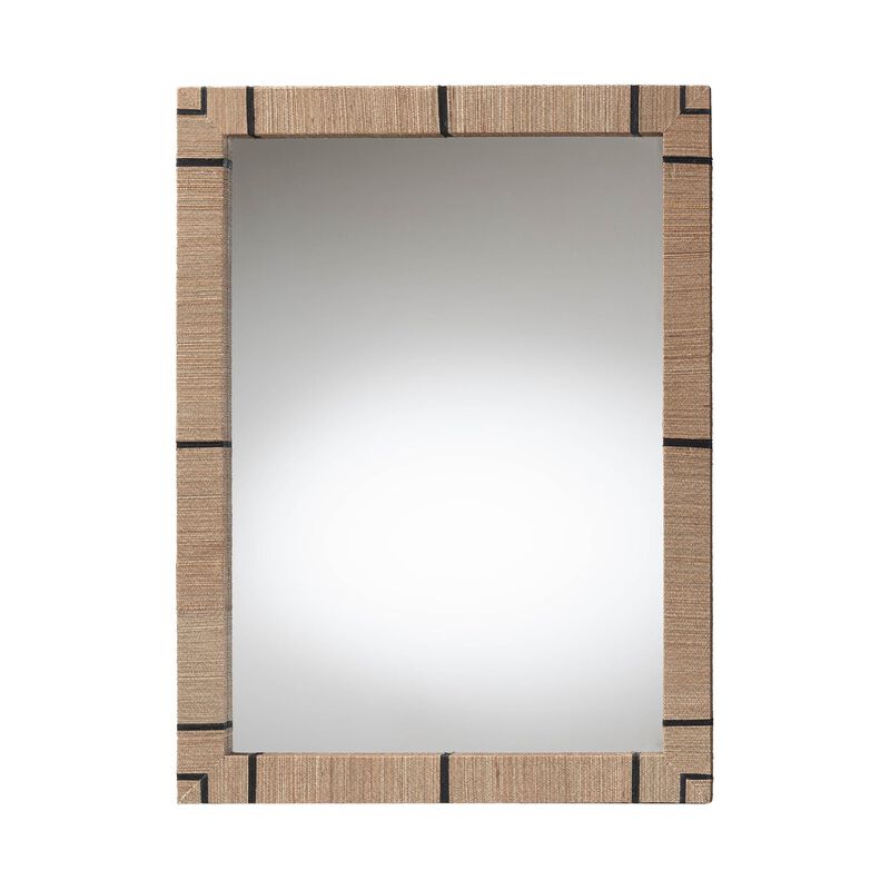 bali & pari Mirai Bohemian Woven Grasscloth Rectangle Accent Mirror image number 0