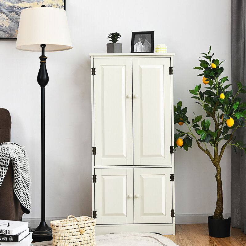 Accent Floor Storage Cabinet with Adjustable Shelves Antique 2-Door-White image number 2