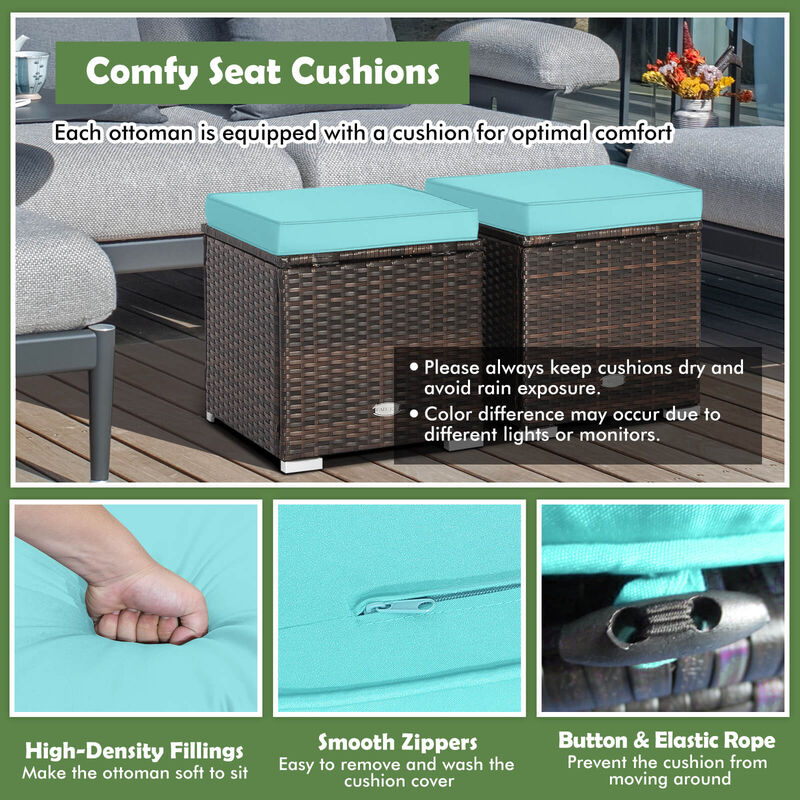 2 Pieces Patio Ottoman with Removable Cushions image number 5