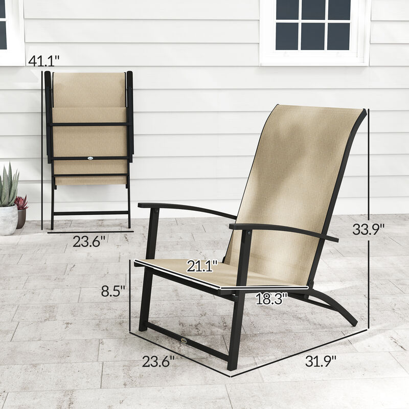Hivvago Set of 2 High Back Folding Patio Chairs with Armrests image number 2