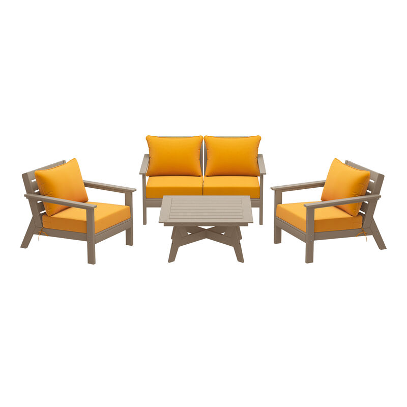 WestinTrends Outdoor 5-Piece Modular Sectional Patio Furniture Sofa Set