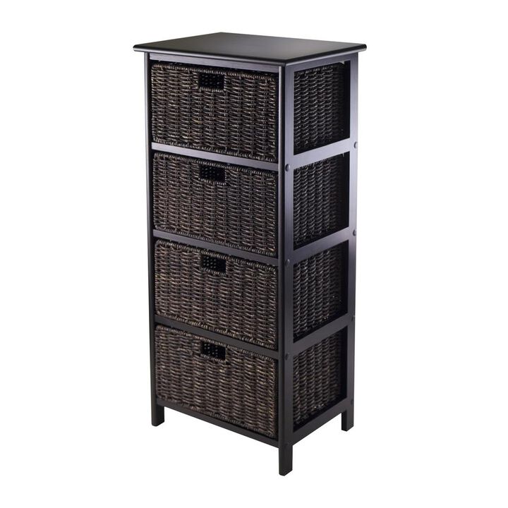 Winsome Wood Omaha Storage Rack with 4 Foldable Baskets