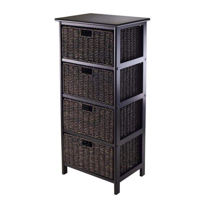 Winsome Wood Omaha Storage Rack with 4 Foldable Baskets image number 0