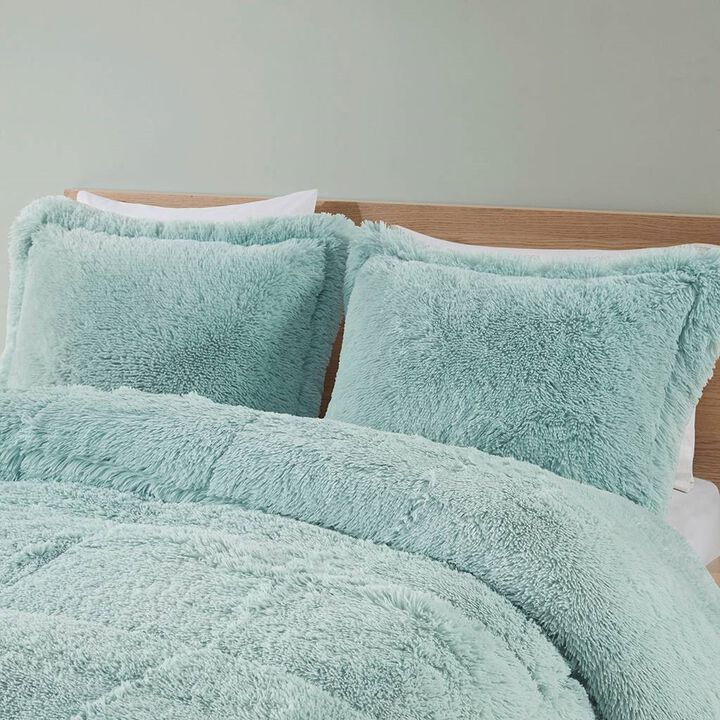 Twin/Twin XL Soft Sherpa Faux Fur 2 Piece Comforter Set in Light