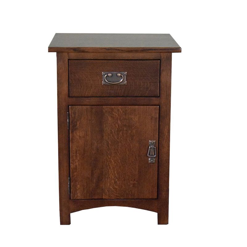 Crafters and Weavers Mission Quarter Sawn Oak 1 Door, 1 Drawer Nightstand - Walnut (AW)