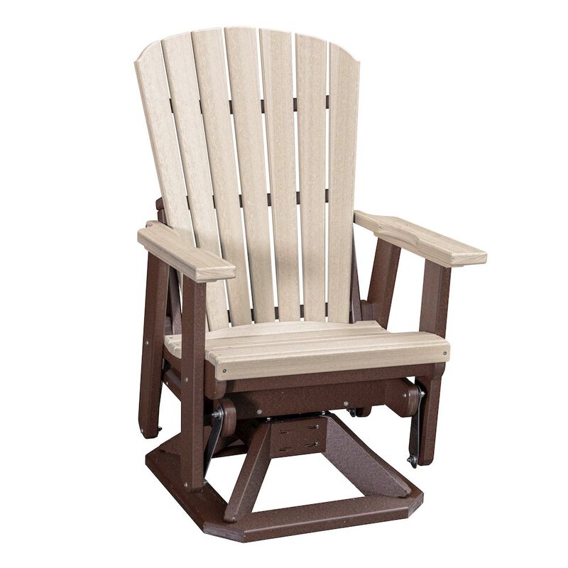 American Furniture Classics Fan Back Swivel Glider in Birchwood on a Tudor Brown Base