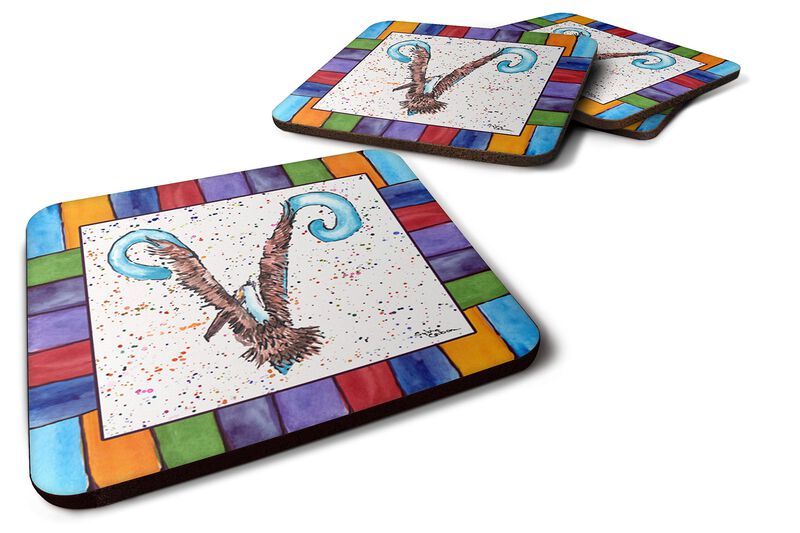 Caroline's Treasures 8445-VFC Beach and Seafood Foam Coasters (Set of 4), 3.5 H x 3.5 W, Multicolor