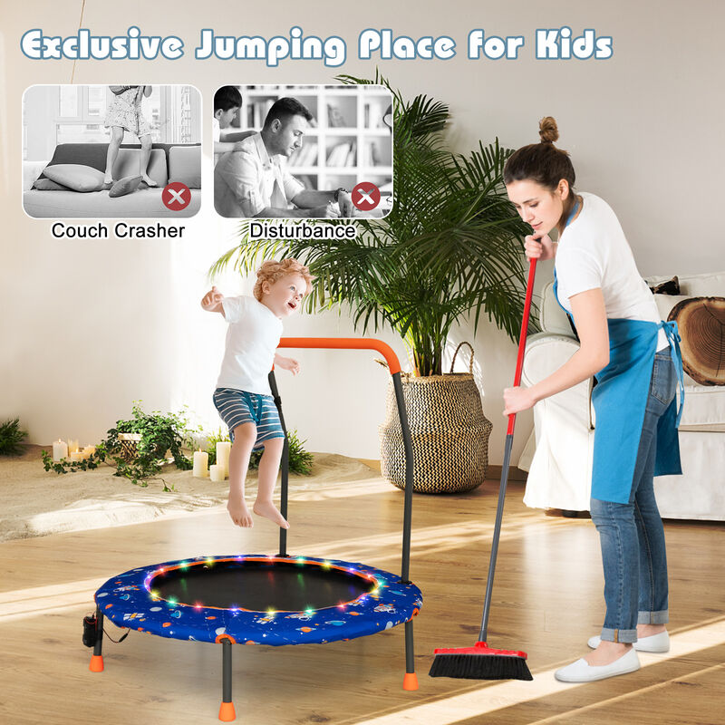 Kids Mini Trampoline with Colorful LED Lights and Bluetooth Speaker image number 5