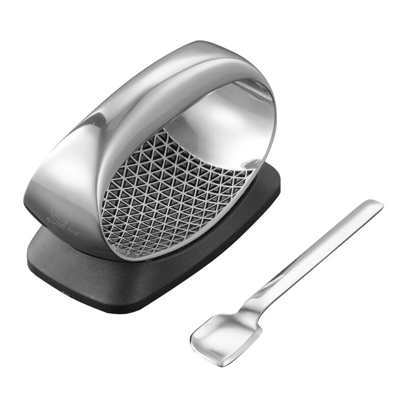 Gourmet Easy Garlic Press Rocker Stainless Steel with Eject Base + Scraper Spoon image number 0