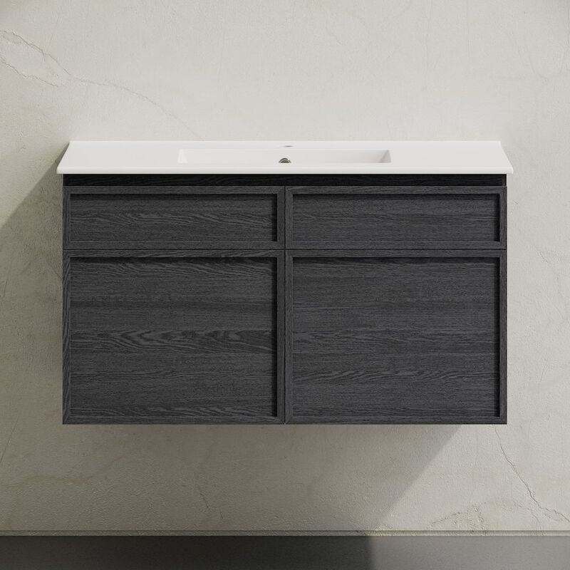 St. Tropez 36" Wall-Mounted Bathroom Vanity in Black Oak with Sink Top image number 5