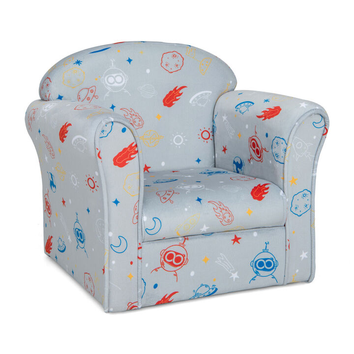 Toddler Upholstered Armchair with Solid Wooden Frame and High-density Sponge Filling