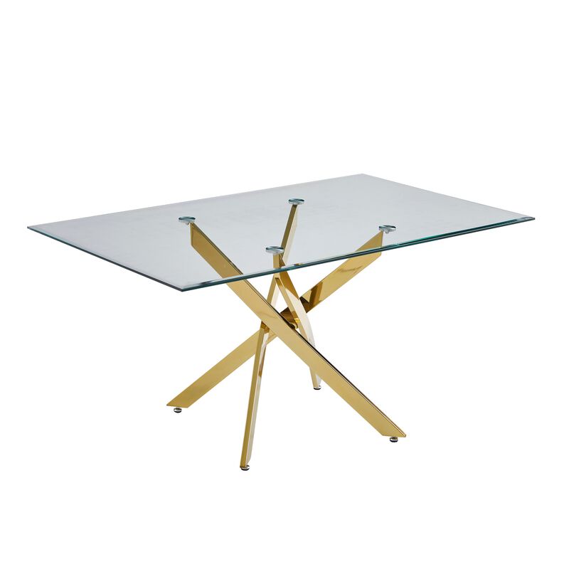 59.06 Inches Modern Rectangular Glass Table with Silver Frame image number 0
