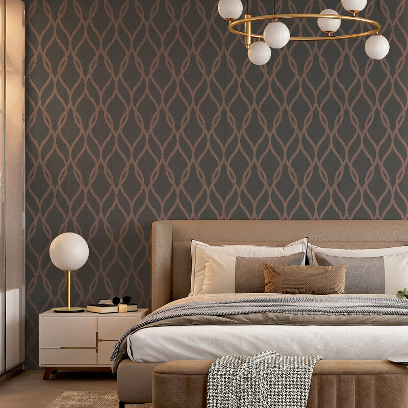 Ava Rose Gold Glittering Ogee Wallpaper image number 3