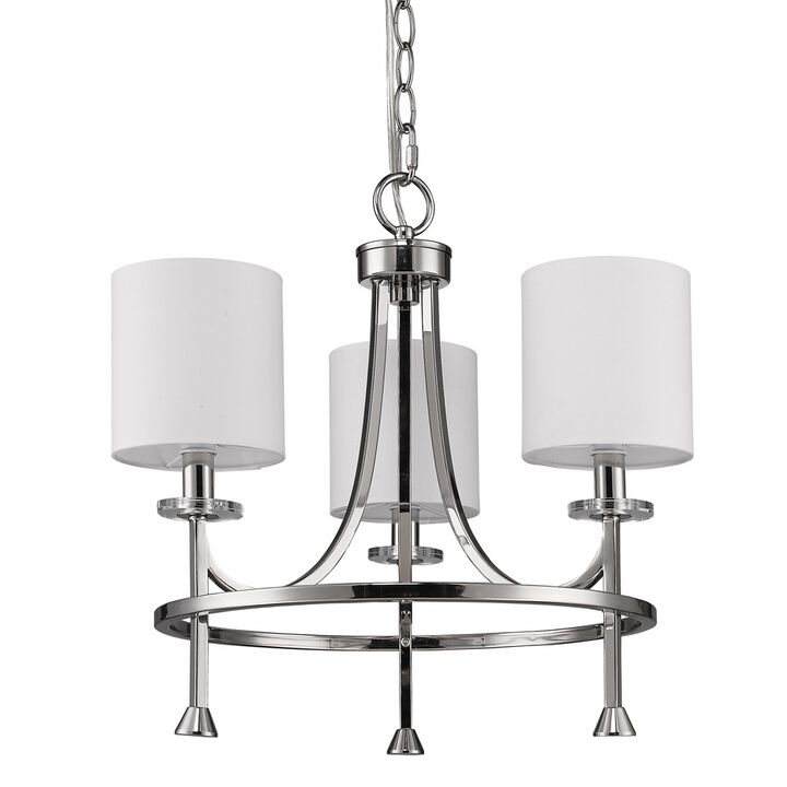Hivvago Silver Candle Style Three Light Metal Dimmable Chandelier With White Shades