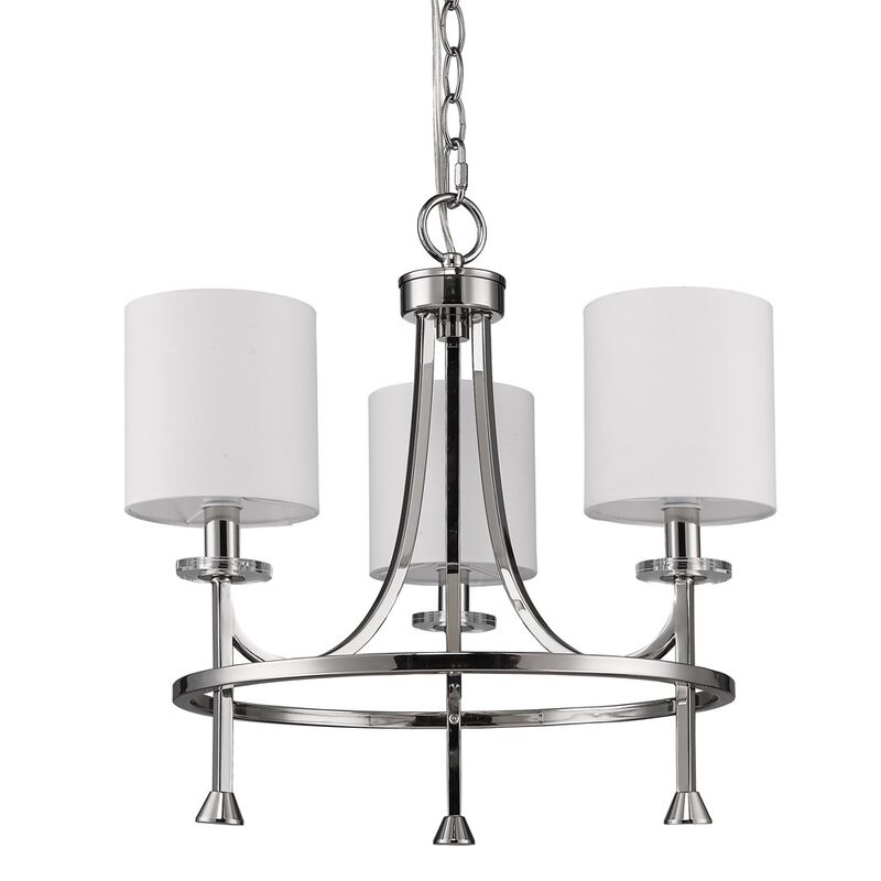Hivvago Silver Candle Style Three Light Metal Dimmable Chandelier With White Shades