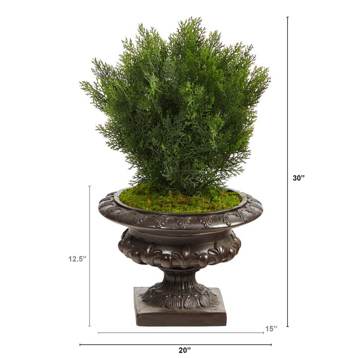 HomPlanti 30 Inches Cedar Artificial Tree in Iron Colored Urn (Indoor/Outdoor)
