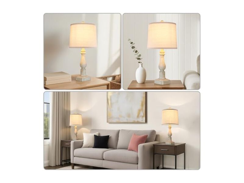 Farmhouse Rustic Traditional Resin Home Decor Lamps Set Of 2 For Living Room image number 2