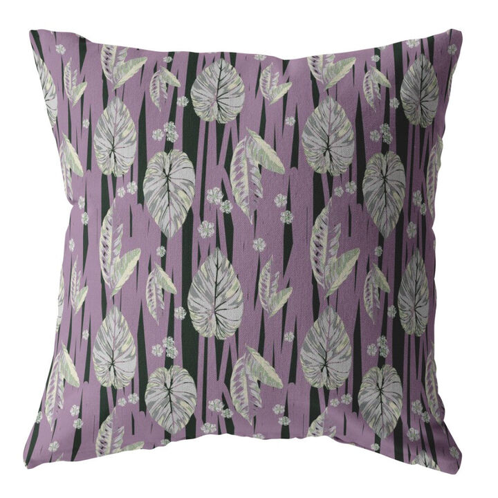 Homezia 18"Lavender Black Fall Leaves Zippered Suede Throw Pillow