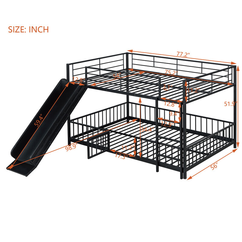Merax Metal Bunk Bed with Slide and Guardrails