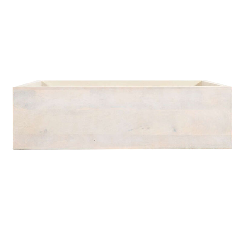 Keli 52 Inch Sofa Console Table, Mango Wood Handcrafted Open Frame, Rustic Washed White