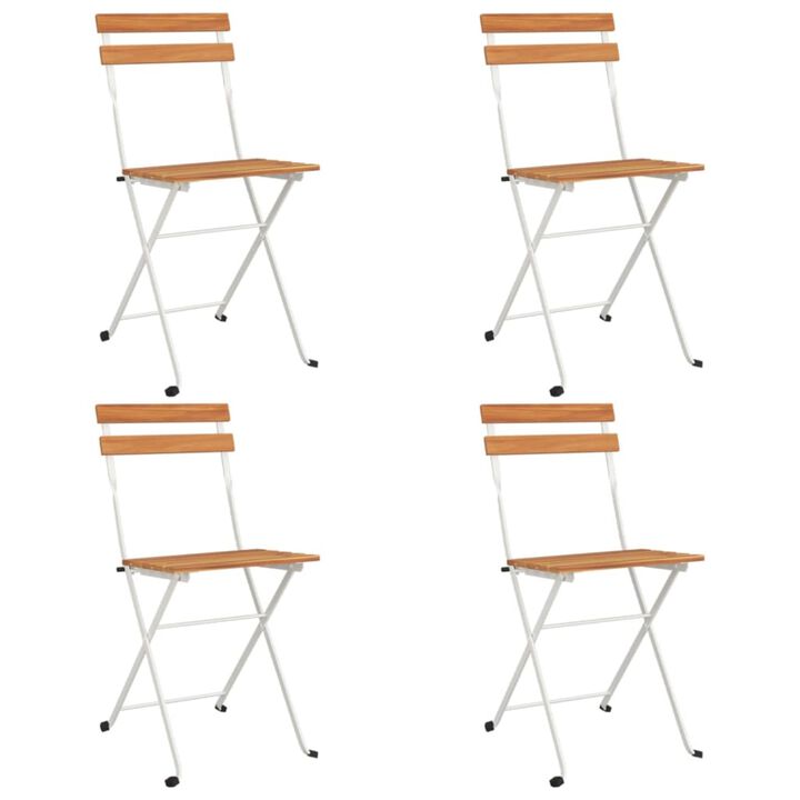 vidaXL Folding Bistro Chairs 4 pcs Solid Wood Acacia and Steel