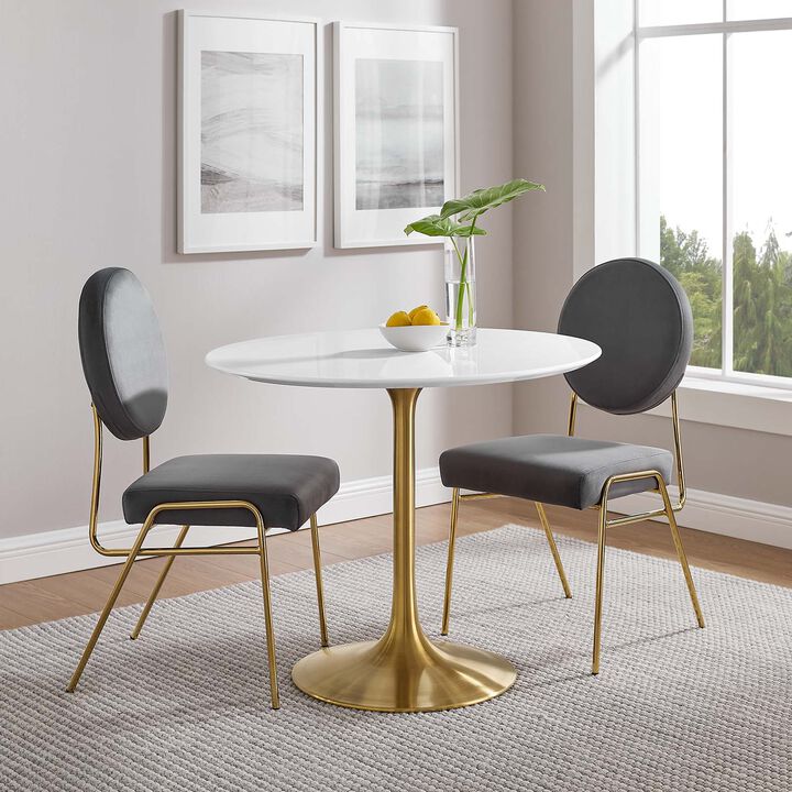 Modway - Lippa 36" Round Wood Dining Table Gold White