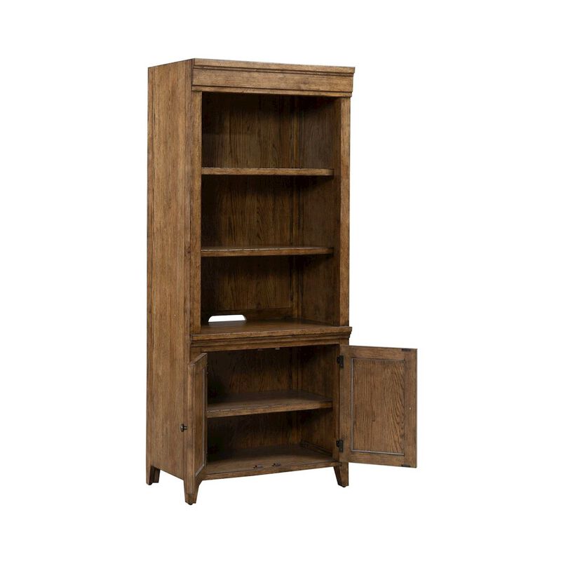 Liberty Furniture Carolina Park Bunching Bookcase for Living Room Office Storage  - Amber Brown image number 3