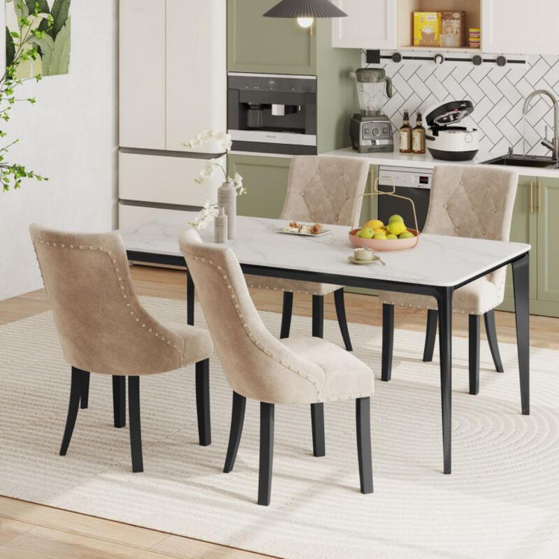 Tufted Wingback Upholstered Dining Chairs Set of 2 for Elegant Dining Room Seating