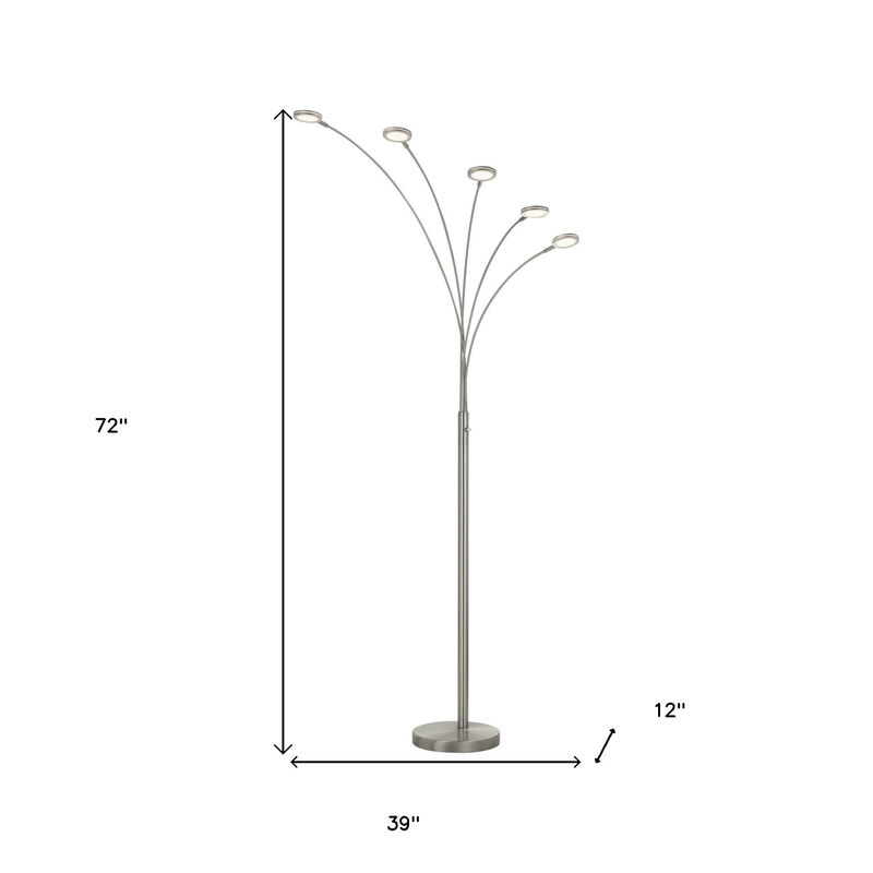 HomeRoots 72" Nickel Five Light Led Arc Floor Lamp image number 5