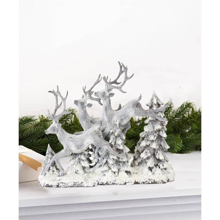 Resin Deer and Trees Figurines for Festive Christmas Displays