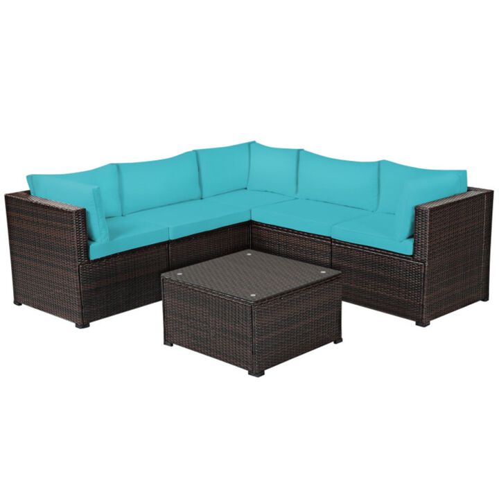 Hivvago 6 Pieces Patio Furniture Sofa Set with Cushions for Outdoor