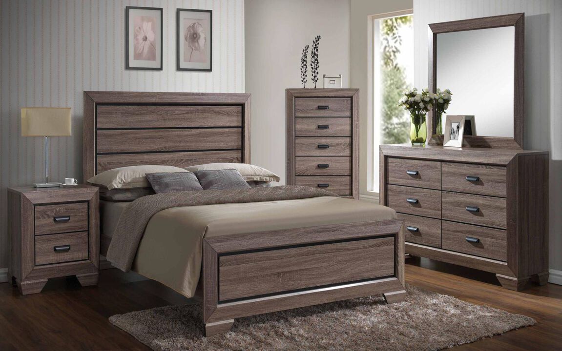 Kings Brand Furniture Kerry Wood 5-Drawer Chest, Brown