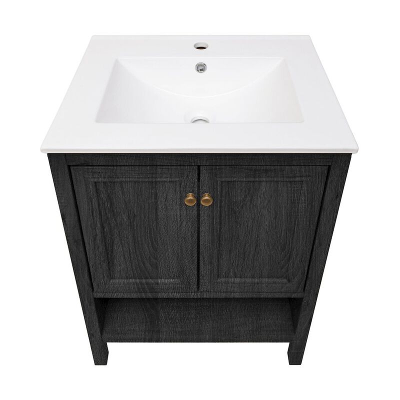 Chateau 24" Freestanding Bathroom Vanity in Black Oak with Sink Top image number 6