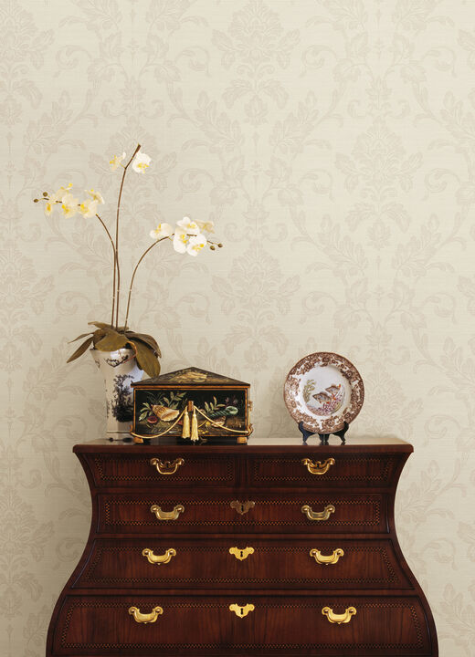 Antonella Rose Gold Scroll Wallpaper