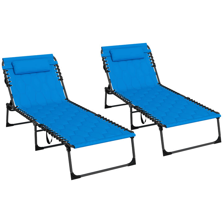 Hivvago Folding Sun Lounger with Adjustable Back - Set of 2