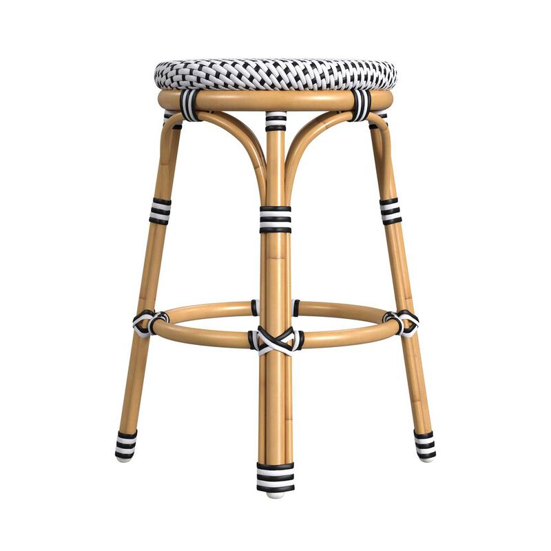 Butler Specialty Tobias 24 in. Seat Height Outdoor Rattan and Metal Backless Counter Stool
