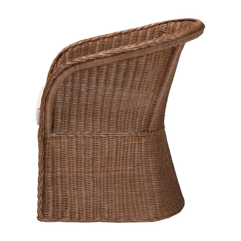 bali & pari Memphis Bohemian Peanut Brown Braided Rattan Arm Chair